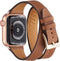 Bestig Bands Compatible with Apple Watch Band, 49mm 46mm 45mm 44mm 42mm, Genuine Leather Double Tour Slim Strap