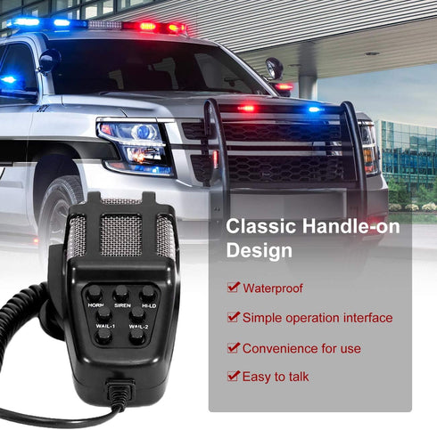 PARTOL Car PA System Truck Siren Horn, 7 Tone Sound with Mic, 100W 12V Emergency Sound Amplifier with Microphone