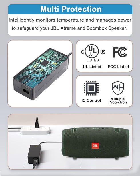 19V Speaker Charger for JBL Xtreme 2/1 Boombox 2/1 Waterproof Portable Bluetooth Speaker