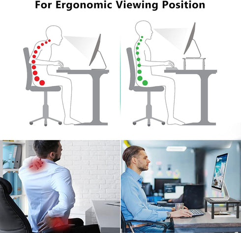 WALI Computer Monitor Stand for Desk, Adjustable Laptop Riser with Underneath Storage for Office, Home, School