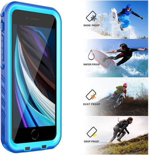 SPORTLINK Waterproof Case for iPhone SE 3rd 2022/iPhone SE 2nd 2020/iPhone 7/8 - Full Body Shockproof Dustproof Phone Screen Protector Rugged Waterproof Case for iPhone SE3/SE2/7/8 (Blue)