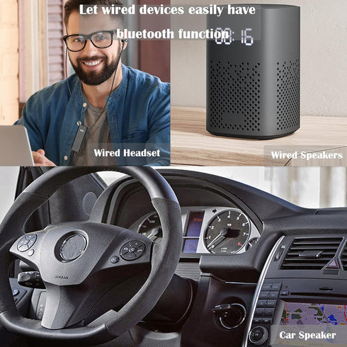 Bluetooth 5.2 Adaptor for Wireless Headphones, 60H Battery Life Receiver with LED Display & Noise Cancelling Mic