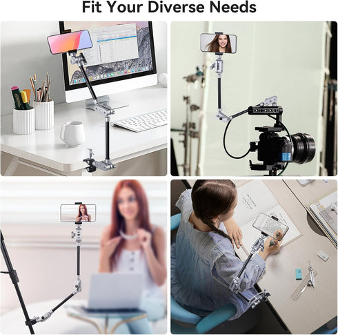 UTEBIT 22" 1/4" Magic Arm w Clamp Mount, Desk Camera Mount Articulating Friction Boom w Arm Thread Adapter, Overhead