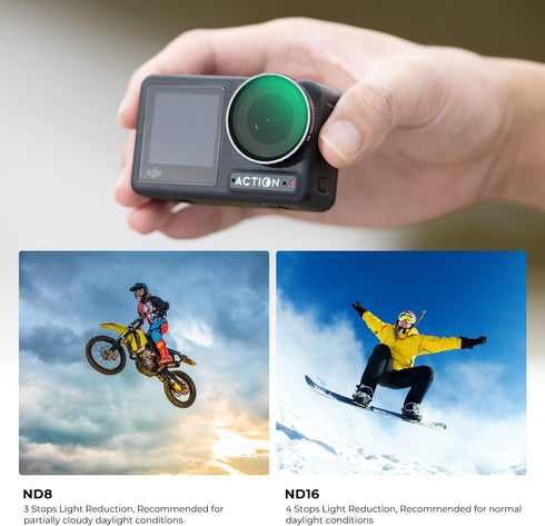 K&F Concept ND Filter Kit for DJI Osmo Action 4 - ND8, ND16, ND32, ND64 - 4 Pack Optical Glass Filters