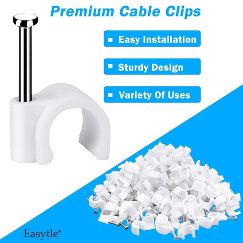 Cable Wire Clips for Cable Management - RG6 RG59 CAT5 CAT6 Electrical Wire Tie Holder (Pack of 400)