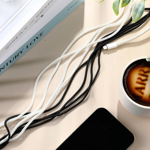 Frienda 10 Pcs Spiral Cable Protector, Data Cable Protective Sleeve for USB, Prevent Pets from Biting Cables (Black and