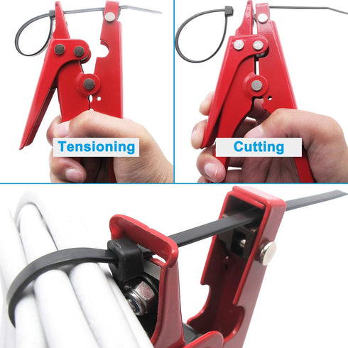 Zip Tie Gun, Tensioning and Cutting Tool for Plastic Cable Ties under 3/8 Inch Width