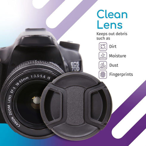 52MM Snap-On Front Lens Cap Cover Compatible with Canon, Nikon, Sony, Pentax All DSLR Lenses