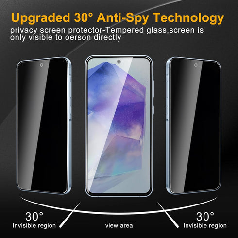 3 Pack Privacy Screen Protector for Samsung Galaxy A55 5G/A35 5G with 3 Pack Camera Lens Protector