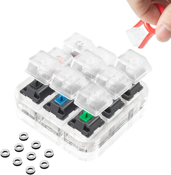 Cherry MX Switch Tester Tool for Mechanical Keyboards, 9-Key Testing with Keycap Puller and O Rings