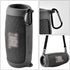 Silicone Case Cover for JBL Charge 5, Black, Waterproof Portable Bluetooth Speaker with Shoulder Strap and Carabiner