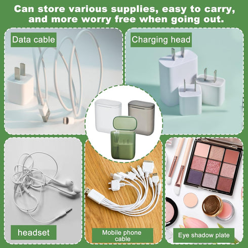 Portable Travel Data Cable Organizer Box with Lid, Phone Charger Organizer for Small Personal Items, Data Cables