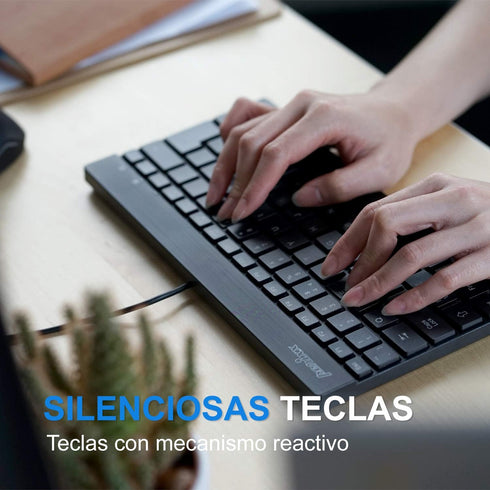 Perixx PERIBOARD-426ES Mini USB Keyboard - Black - QWERTY Español