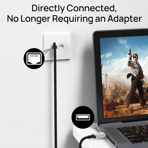 5 3.0 RJ45 10 11 USB to Ethernet Cable FT, USB A to Male Nylon Adapters, Gigabit Directly Connected, Compatible