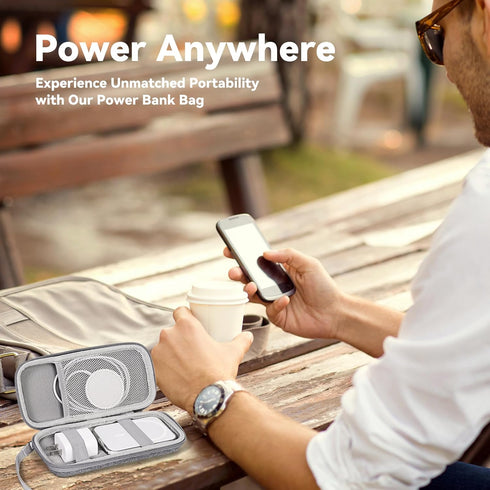 Hard Travel Case for Apple MagSafe Battery Pack, Compatible with iPhone 14/13/12, Extra Mesh Pocket for Power Adapter,