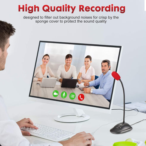 USB Computer Microphone, Plug&Play Cardioid Condenser Mic for PC Laptop, Mute Buttons, LED Indicator, 6ft, Windows/Mac