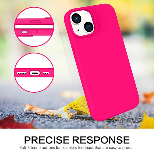 BENTOBEN Soft Silicone Gel Case for iPhone 14, Shockproof Protective Phone Cover, Hot Pink