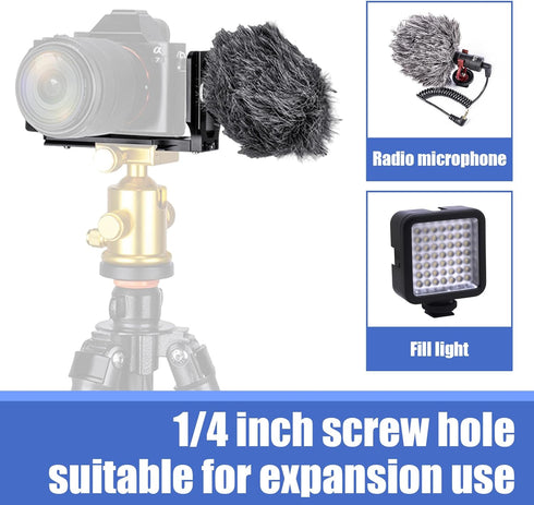 Uelkr 1/4" DSLR Camera L Bracket Quick Release Plate Vertical Horizontal Switching Tripod with Screw, Camera Mount