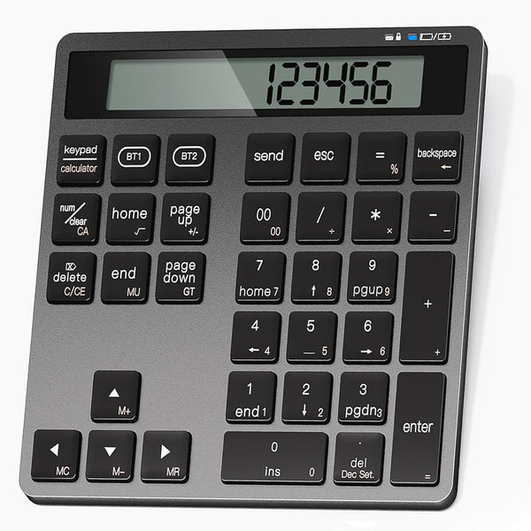 Awelbuy Rechargeable Wireless Number Pad for Laptop, Dual Bluetooth Number Keypad with Calculator