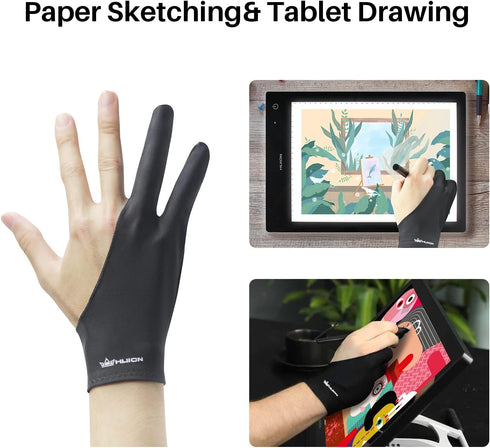 HUION Artist Drawing Glove for Drawing Tablet - Two Finger Art Glove for Right and Left Hand