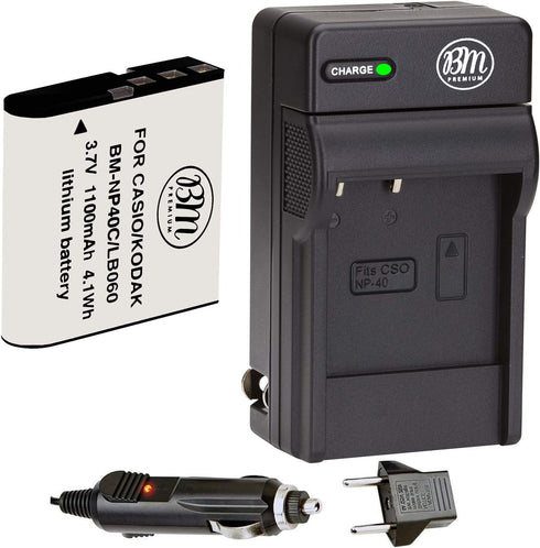 BM Premium LB-060 Battery and Charger for Kodak PixPro AZ251, AZ361, AZ362, AZ365, AZ421, AZ422, AZ501, AZ521, AZ522
