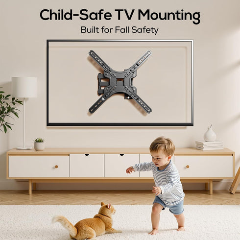 IWORKBOARD 43 50 55 inch 32-60" 77 lbs, 400x400mm, Full Motion Corner TV Wall Mount for Most TVs, Articulating Swivel