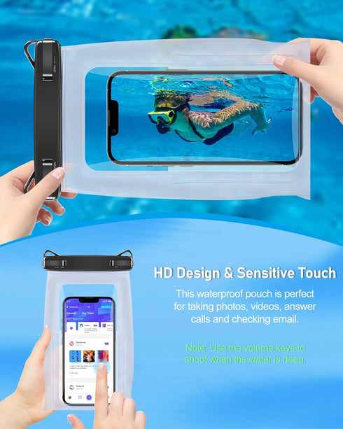 Large Waterproof Phone Pouch, Universal Phone Waterproof Case for iPhone 15 14 13 12 Pro Max Galaxy S22 S21 IPX8 Water