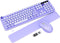 Wireless Keyboard and Mouse Combo, Cute Typewriter Keyboard with Detachable Wrist Rest, Retro Round Keycaps, 2.4GHz for
