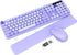 Wireless Keyboard and Mouse Combo, Cute Typewriter Keyboard with Detachable Wrist Rest, Retro Round Keycaps, 2.4GHz for