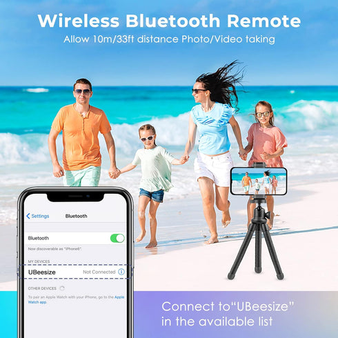 UBeesize Phone Tripod, 12 Inch Flexible Cell Phone Tripod Stand Holder with Wireless Remote Shutter & Universal Phone