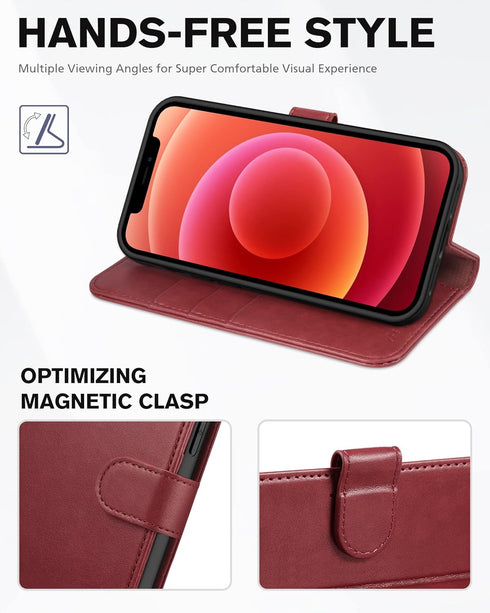 TUCCH 12 12/12 5G, Wallet Case for iPhone Pro, RFID Blocking Card Slot TPU Interior Protective Case, Magnetic Folio