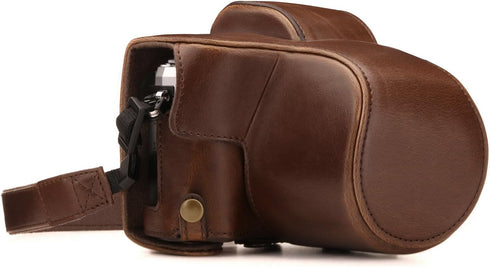 MegaGear Olympus OM-D E-M10 Mark III (14-42mm) Ever Ready Leather Camera Case and Strap - Dark Brown