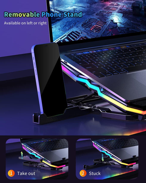 KeiBn Upgrade Laptop Cooling Pad A13, RGB Lights, 6 Fans for 15.6 Inch Laptops, 10 Modes