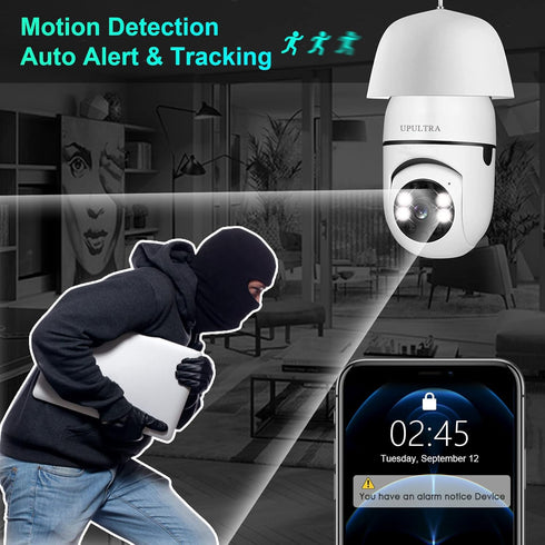 Light Bulb Security Camera, 1080P Wireless Wifi Smart Home Surveillance, E27 Socket, 360 Degree PTZ