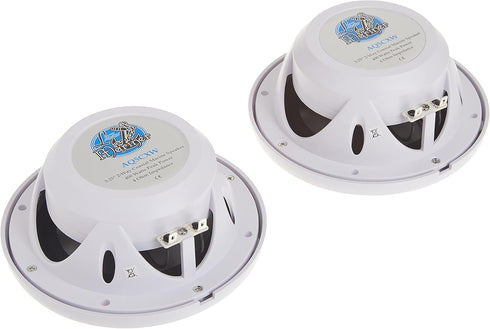 LANZAR Marine Speakers - 5.25 Inch 2 Way Water Resistant Audio System, 400 Watt Power, 1 Pair - AQ5CXW (White)