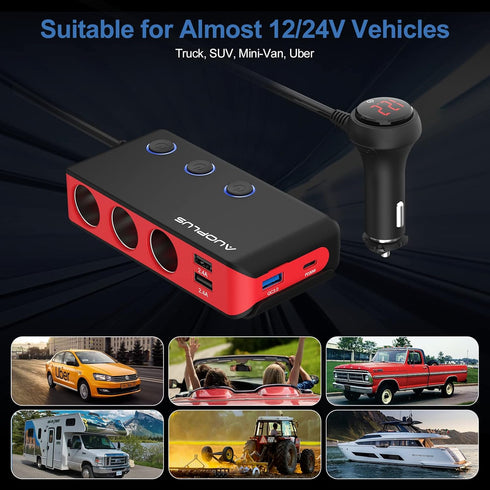 Car Cigarette Lighter Adapter, 30W USB C Charger with Quick Charge 3.0, Fast USB Charger for iPhone 14/13/12 Pro