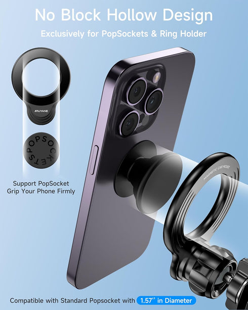 Mag-Safe Car Mount Compatible, 2 in 1 Super Stable Magnetic Phone Mount for iPhone 15 Pro Plus Max 14 13 12 Mini