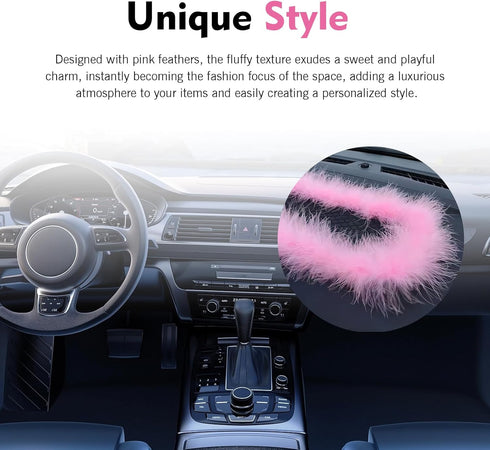 Foelony 5.71" 11.6" Car Dashboard Anti-Slip Pad, Pink Feather Car Magic Dashboard Decor Mat, x Multifunctional Sticky