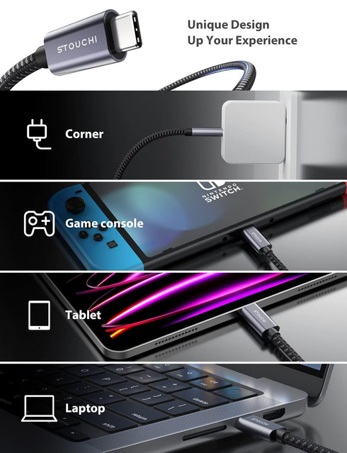 Stouchi 10FT USB C Extension Cable, Type C 3.1 Male to Female, Fast Charging & Data Transfer for iPhone 15, iPad,