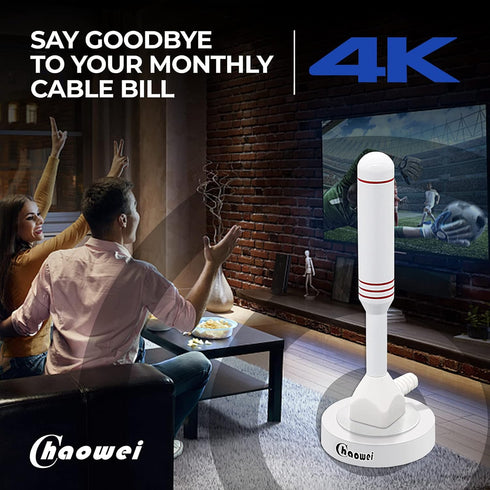 Chaowei Small Indoor Amplified HDTV Antenna with Signal Booster Amplifier - 2023 Digital TV Antenna with Magnetic Base,