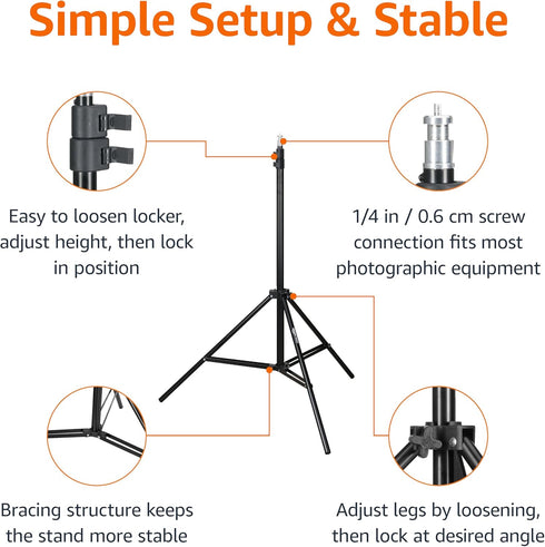 Amazon Basics 2.8-6.7 Portable Aluminum Photography Light Stand Tripod with Case, feet, Black