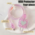 DIY Cable Protector Compatible for Apple iPhone Charger with Mirror,Cute Glitter Bling Love Heart Design,Data Line USB Case Wire Cable Saver Phone Charger Protector for iPhone (Pink) by CameCosy