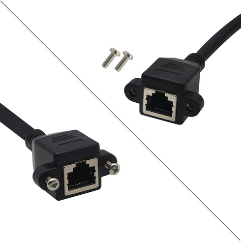 GINTOOYUN Panel Mount RJ45 - RJ45 Male to Female Screw Panel Mount CAT6/5e/5 Shielded Network LAN Extender Cord