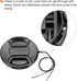 PATIKIL 2 Pack Center Pinch Camera Lens Cap with Cap String and Microfiber Cleaning Cloth for 82mm Lenses