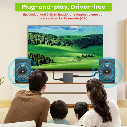 Tihokile 192KHz Optical/Toslink+3.5mm Speaker/Soundbar/Headset ARC Audio Extractor, HDMI ARC to Optical Converter, ARC