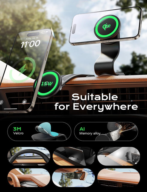 Magsafe Car Mount Charger, Magnetic Phone Holder for Car, 15W Super Fast Charge, Fits iPhone 15/14/13/12 Pro Plus Max