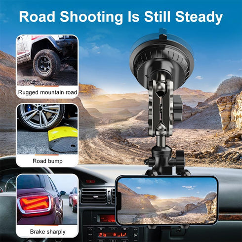 MIOLOE 360 Car Phone Mount Video Recording, Universal Rotating Arm Suction Cup Car Phone Holder Vlog Selfie Live
