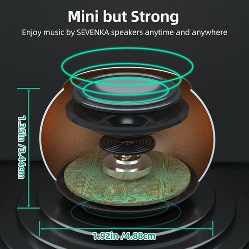 SEVENKA 2 3W Bluetooth Mini Speakers, Small Portable Wireless Speaker with Lanyard, Water Resistant, Wireless Stereo