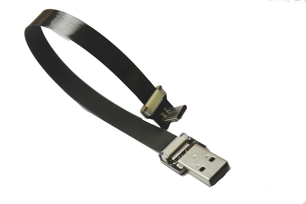 Slim Flat USB C 90 Degree Angled FPV Cable, USB Type-C to Standard USB A for Sync and Charging, Black (20CM)
