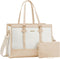 LOVEVOOK 15.6 Inch Laptop Bag for Women, Canvas Tote with Clutch Purse, Large Capacity Work Bag for Office